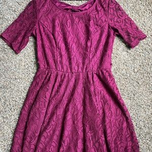 IZ Byer Burgundy dress in size 5. Lace details with a cute bow on the back.